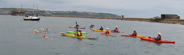 Open-water swimming on Plymouth Sound
