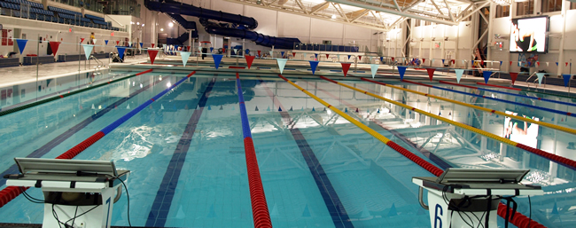 Competition pool and starting blocks at Plymouth Life Centre
